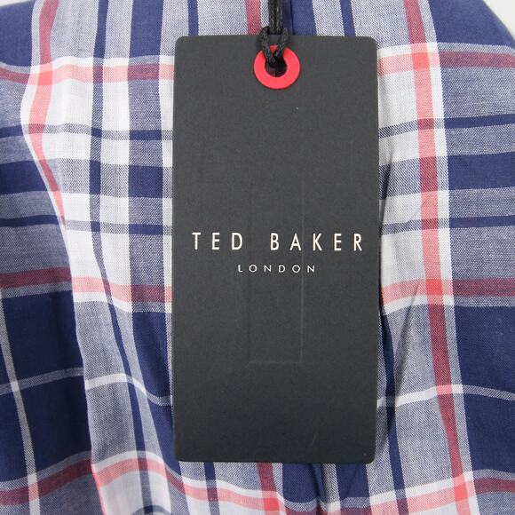 Ted Baker Men's Sleep Shorts Blue Red Plaid Boxer Style Pajama Shorts Medium - Picture 8 of 11